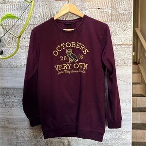 OVO | "Collegiate" Crewneck Pullover - Unisex XL, Burgundy/Gold Embroidery